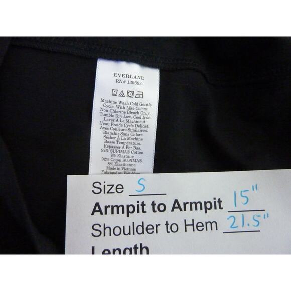 NWT Everlane Stretch Crew Neck Tee Shirt Black Short Sleeve Top S - Picture 6 of 6